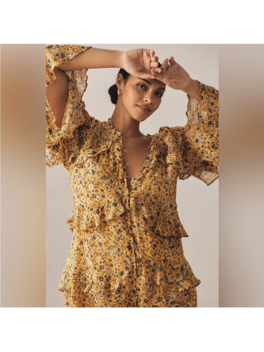 Yellow Floral Ruffle Romper - Picture 5 of 5